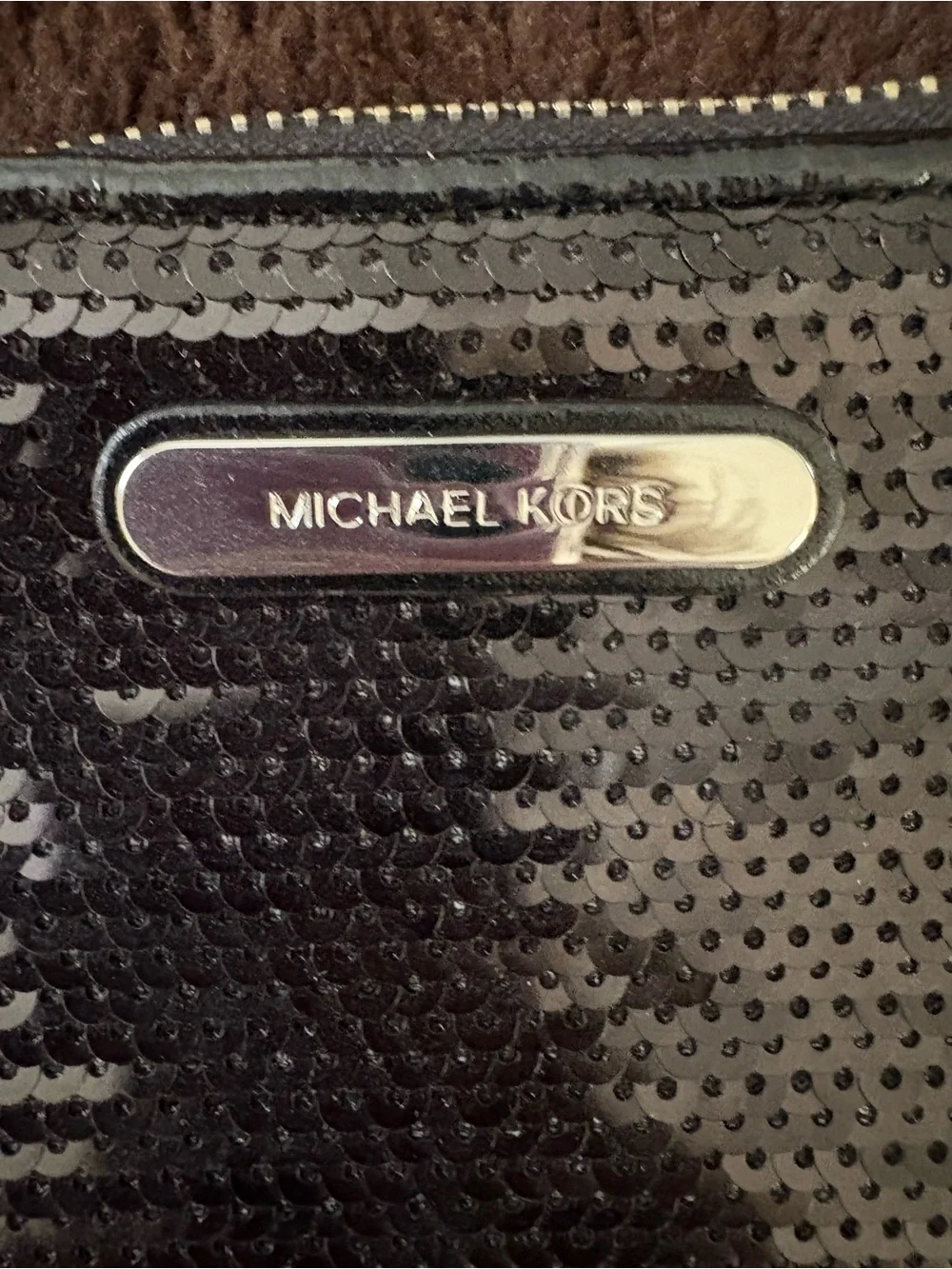 Michael Kors Black Sequin Cosmetic Pouch
